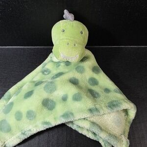 Hudson Baby Green Dinosaur Spotted Polka Dot Lovey Security Blanket 14x14